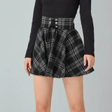 Women's Gothic Retro Punk Plaid Mini Skirt - Black - Skirt - XXL - Polyester - image 21