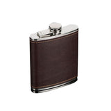 Leather Covered Hip Flask 5oz - 10oz - Brown - 10oz / Brown Leather Hip Flask - 5oz - 10oz - Stainless Steel - image 1