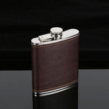 Leather Covered Hip Flask 5oz - 10oz - Brown - 10oz / Brown Leather Hip Flask - 5oz - 10oz - Stainless Steel - image 3
