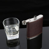 Leather Covered Hip Flask 5oz - 10oz - Brown - 10oz / Brown Leather Hip Flask - 5oz - 10oz - Stainless Steel - image 2