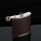 Leather Covered Hip Flask 5oz - 10oz - Brown - 10oz / Brown Leather Hip Flask - 5oz - 10oz - Stainless Steel - image 4