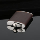 Leather Covered Hip Flask 5oz - 10oz - Brown - 10oz / Brown Leather Hip Flask - 5oz - 10oz - Stainless Steel - image 5