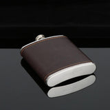 Leather Covered Hip Flask 5oz - 10oz - Brown - 10oz / Brown Leather Hip Flask - 5oz - 10oz - Stainless Steel - image 6