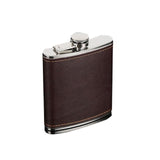 Leather Covered Hip Flask 5oz - 10oz - Brown - 9oz / Brown Leather Hip Flask - 5oz - 10oz - Stainless Steel - image 7