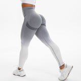 Women's Gradient Smile Yoga Pants - Light Gray - Gradient / Fitness Pants - XL - Spandex Polyester - image 5