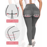 Women's High Waist Yoga Pants Leggings - Dark Gray - Fitness Pants - XL - Spandex Polyester - image 14