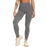 Women's High Waist Yoga Pants Leggings - Dark Gray - Fitness Pants - XL - Spandex Polyester - image 29