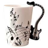 Funki Buys | Mugs | Guitar Handle Mug Hand-Painte... - Black - A / Electric Guitar / Upright Notes / 220ml / Glass - image 22