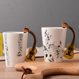 Funki Buys | Mugs | Guitar Handle Mug Hand-Painted... - Black - A / Electric Guitar / Upright Notes / 220ml / Glass - image 3