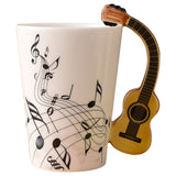 Funki Buys | Mugs | Guitar Handle Mug Hand-Painted... - Black - A / Electric Guitar / Upright Notes / 220ml / Glass - image 4