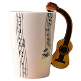 Funki Buys | Mugs | Guitar Handle Mug Hand-Painted... - Black - A / Electric Guitar / Upright Notes / 220ml / Glass - image 2
