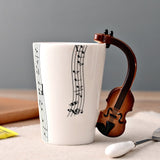 Funki Buys | Mugs | Guitar Handle Mug Hand-Painted... - Black - A / Electric Guitar / Upright Notes / 220ml / Glass - image 9