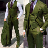 Men's 3 Pcs Formal Grooms Suit Slim Fit - Burgundy - 3 Pcs Suit - 6XL - Polyester - image 3