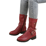 Funki Buys | Boots | Women's Buckle Strap Low Heel Biker Boot - Black - Punk Biker Boots / 43 B / PU Leather - image 11