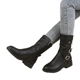 Funki Buys | Boots | Women's Buckle Strap Low Heel Biker Boot - Black - Punk Biker Boots / 43 B / PU Leather - image 10