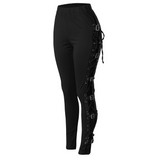 Women's Gothic Buckle Strap Lace Up Pant - Black - Gothic Punk Roseta Lace Up Pants - 5XL - Polyester - image 4