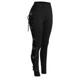 Women's Gothic Buckle Strap Lace Up Pant - Black - Gothic Punk Roseta Lace Up Pants - 5XL - Polyester - image 5