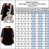 Women's Plus Splice Flower Print Blouse - Black - Flower Tunic Shirt - 8XL - Polyester - image 14