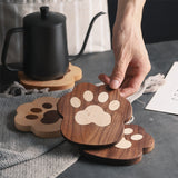 Funki Buys | Coasters | Cat Paw Solid Wood Coasters 4 Pcs - Beige - Paw Coaster / Maple / Wood / M - image 2