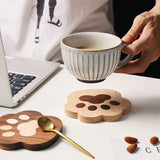 Funki Buys | Coasters | Cat Paw Solid Wood Coasters 4 Pcs - Beige - Paw Coaster / Maple / Wood / M - image 4