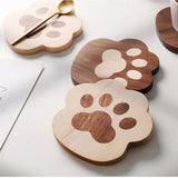 Funki Buys | Coasters | Cat Paw Solid Wood Coasters 4 Pcs - Beige - Paw Coaster / Maple / Wood / M - image 8