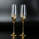 Wedding Champagne Flutes Cake Set x 4 - Clear - 4 Pcs Gold Set - Medium - Crystal - image 7