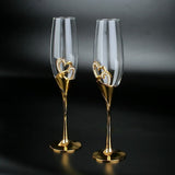 Wedding Champagne Flutes Cake Set x 4 - Clear - 4 Pcs Gold Set - Medium - Crystal - image 10