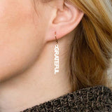 Funki Buys | Earrings | Custom Name Initia... - Custom SMTER01-AB  Font / Silver Color - Earrings / Stainless Steel - image 5
