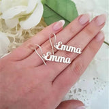 Funki Buys | Earrings | Custom Name Initia... - Custom SMTER01-AB  Font / Silver Color - Earrings / Stainless Steel - image 4