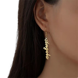 Funki Buys | Earrings | Custom Name Initia... - Custom SMTER01-AB  Font / Silver Color - Earrings / Stainless Steel - image 6