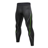 Men's Compression Workout Pants - Black/Green - XXL - Spandex - image 11
