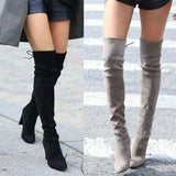 Funki Buys | Boots | Women's Slim Over Knee High Sued... - Black : Skinny Knee High Boots / 43 B / Suede PU Leather - image 2