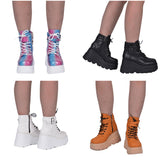 Women's High Platform Buckle Ankle Boots - Black - Ankle Wedge Boot - 43 B - PU leather - image 27