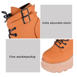 Women's High Platform Buckle Ankle Boots - Black - Ankle Wedge Boot - 43 B - PU leather - image 23