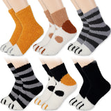 Unisex Fuzzy Warm Paw Print Socks 6 Pcs - Yellow - 6 Pcs / Socks - One Size - EU35-41 - Polyester - image 14