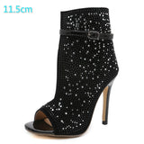 Women's Diamante Studded High Stilettos - Black - Diamante Stilettos - 43 B - PU Leather - image 11