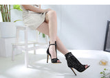 Women's Diamante Studded High Stilettos - Black - Diamante Stilettos - 43 B - PU Leather - image 9