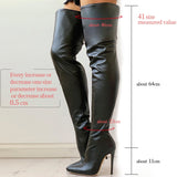 Funki Buys | Boots | Women's Elegant Over Knee Stiletto B... - Black : Over Knee Stiletto Boots / 47 B / PU Leather - image 9