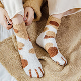 Unisex Fuzzy Warm Paw Print Socks 6 Pcs - Yellow - 6 Pcs / Socks - One Size - EU35-41 - Polyester - image 4