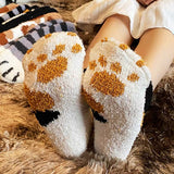 Unisex Fuzzy Warm Paw Print Socks 6 Pcs - Yellow - 6 Pcs / Socks - One Size - EU35-41 - Polyester - image 7
