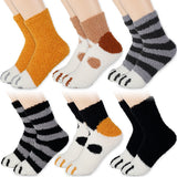 Unisex Fuzzy Warm Paw Print Socks 6 Pcs - Mixed - 6 Pcs / Your Choice Socks - One Size - EU35-41 - Polyester - image 1
