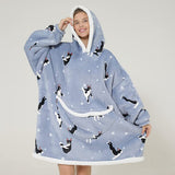 Unisex Soft Multi Print - Black/White - Adult / Cow / Wearable Blanket Hoodie - Adult Free Size - Plush - image 19
