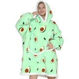 Unisex Soft Multi Print - Green - Child / Avocado / Wearable Blanket Hoodie - Adult Free Size - Plush - image 3