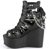 Women's Strappy Platform Wedge Shoes - Black - Flower Sandals - 43 B - PU Leather - image 35