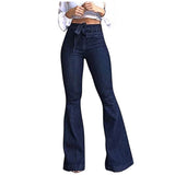 Women's Flared Jeans Bell Bottom Pants - Blue - Flared Jeans - XXL - Polyester Denim - image 15