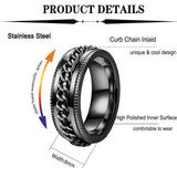 Unisex Titanium Rotating Spinner Rings x 3 - Black - 3 Pcs Spinner Ring Set - Titanium - image 6