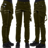 Women's Punk Pants Streetwear Zip Jeans - Green - Punk Pants - 5XL - Polyester - image 10