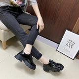 Women's Flat Gothic Punk Lace Up Shoes - Black - Patent Chunky Platform Shoes - 43 B - PU Leather - image 5