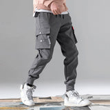 Men's Casual Draw String Cargo Pants - Black - 5XL - Polyester - image 13