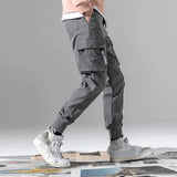 Men's Casual Draw String Cargo Pants - Black - 5XL - Polyester - image 14